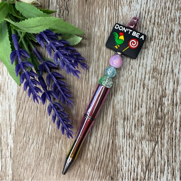 Writing Pen Adult Funny Humor Artisan Beaded Silicone Gift Handcrafted Office - Picture 2 of 4